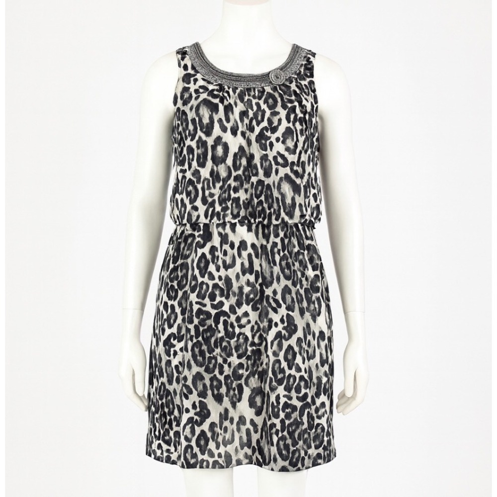 Dressbarn Dress Black Leopard Print Mini Womens 12 Party Night Out Cocktail Y2K